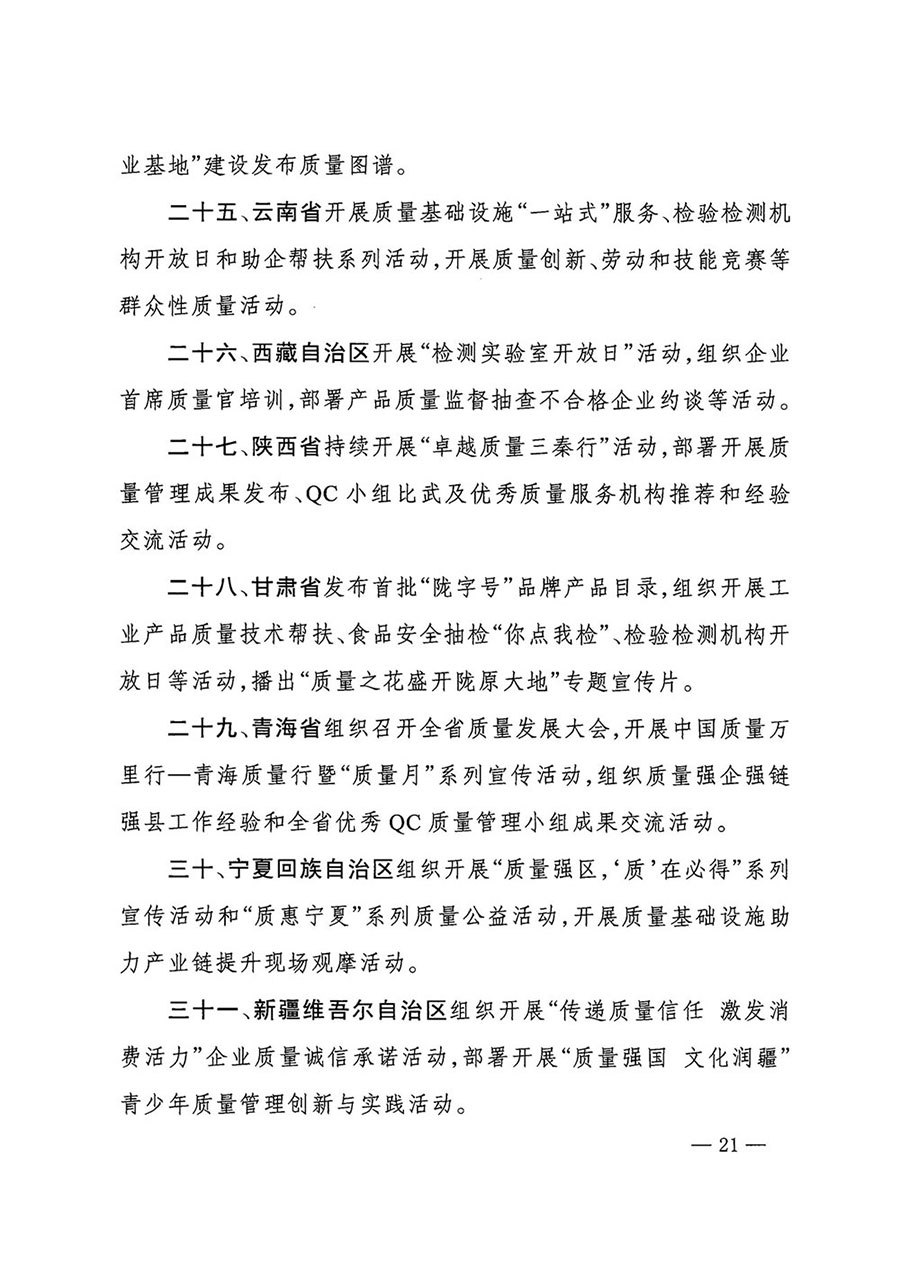 市場監(jiān)管總局等27個部門發(fā)布《關(guān)于開展2024年全國&ldquo;質(zhì)量月&rdquo;活動的通知》國市監(jiān)質(zhì)發(fā)〔2024〕74號